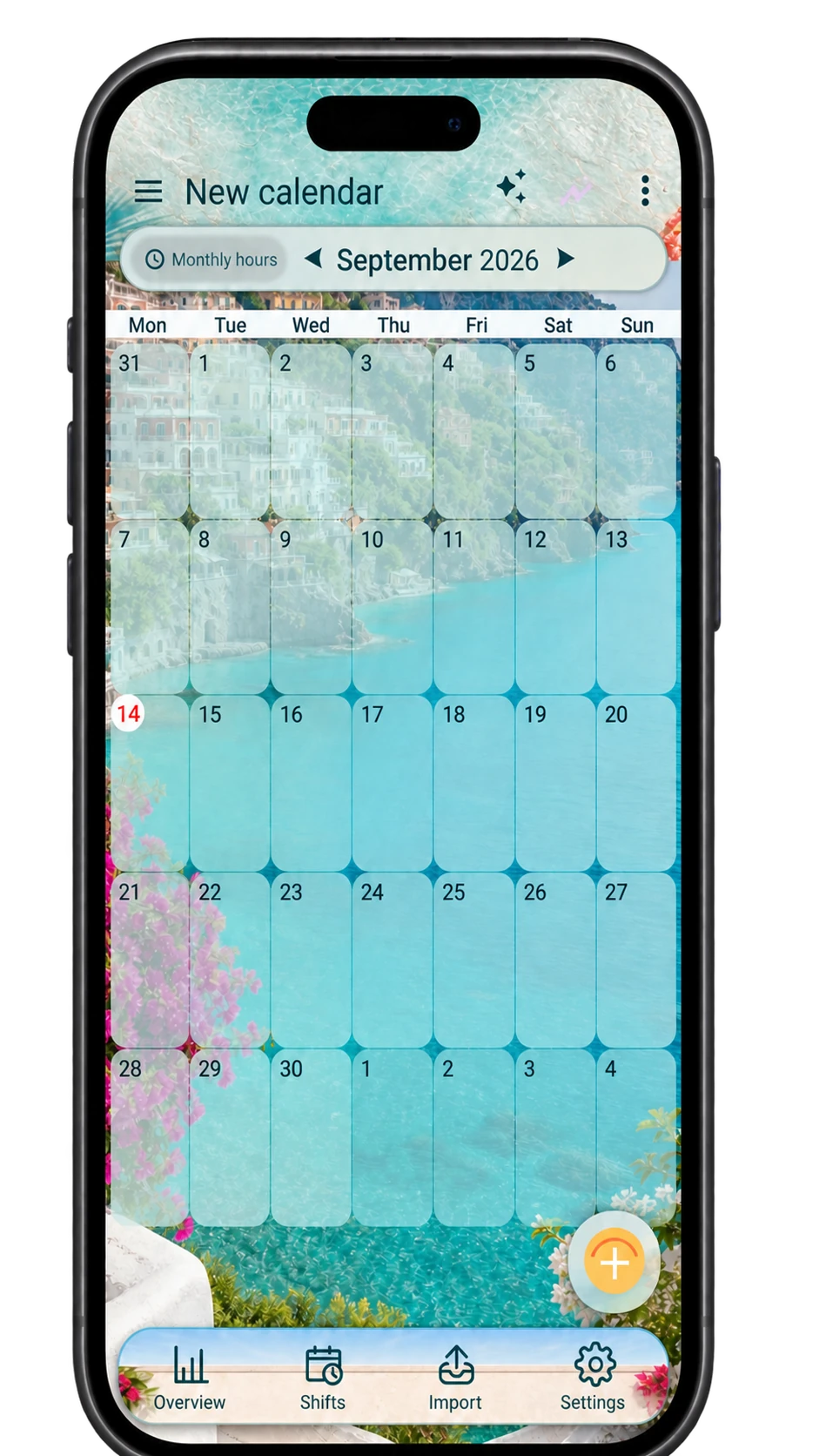 Real ShiftMate calendar preview: theme Summer