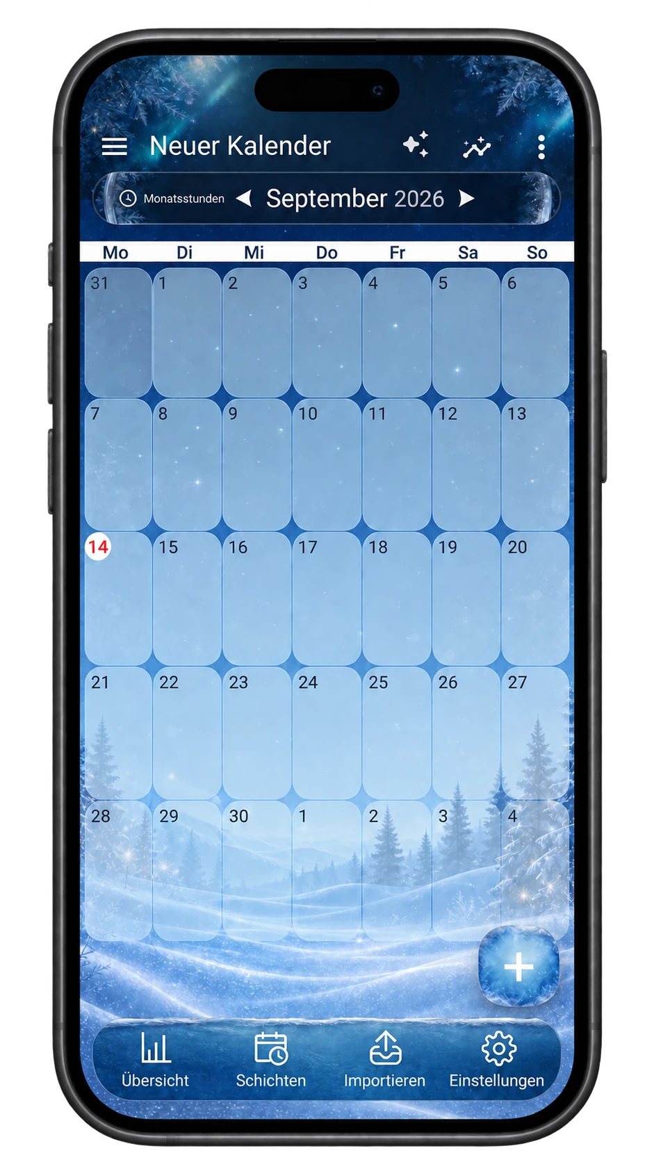 Original-Vorschau des ShiftMate-Kalenders: Design Winter